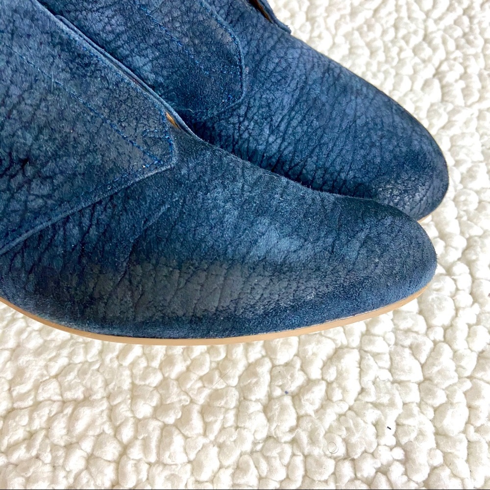 Miss Sixty Marlene Navy Blue Suede Slip On Heeled Oxford Shoes Size 40 - Picture 5 of 11